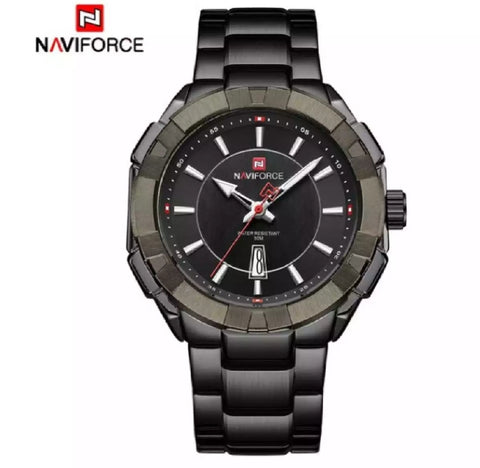 Naviforce stainless steel Japan watch with box.
