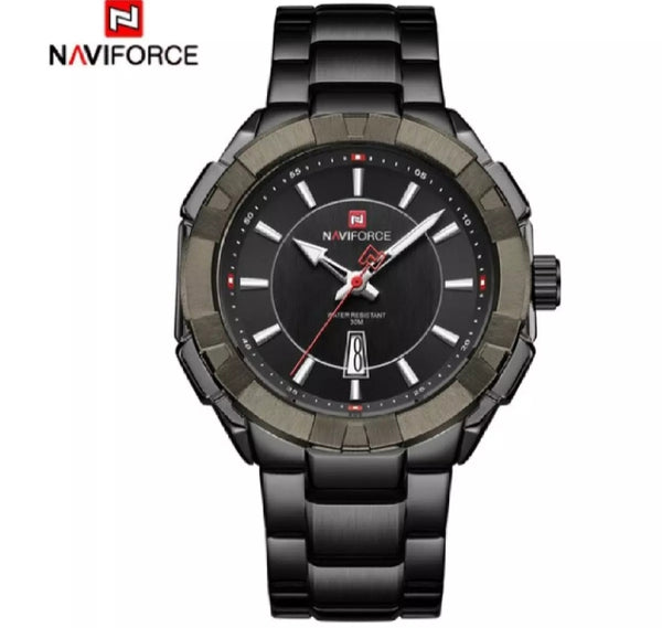 Naviforce stainless steel Japan watch with box.