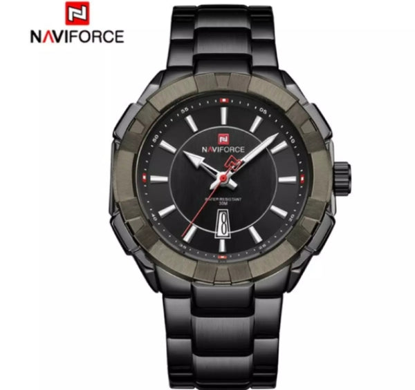 Naviforce stainless steel Japan watch with box.