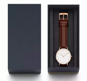 Stainless steel leather analog watch for Man.