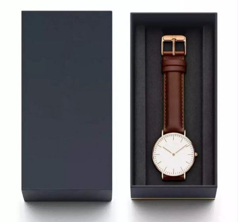 Stainless steel leather analog watch for Man.