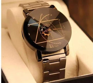 Black stainless watch with smart chain.