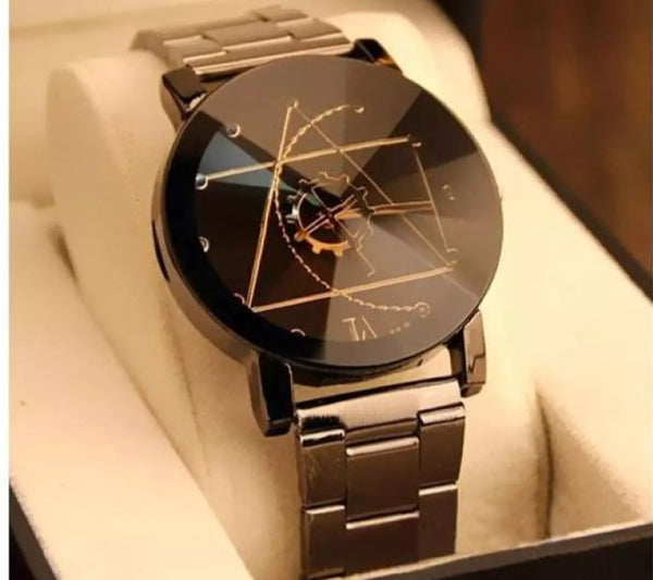 Black stainless watch with smart chain.