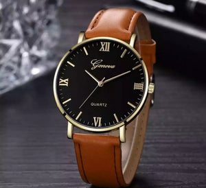 Man business analog watch with fashion brown.