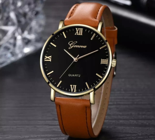 Man business analog watch with fashion brown.