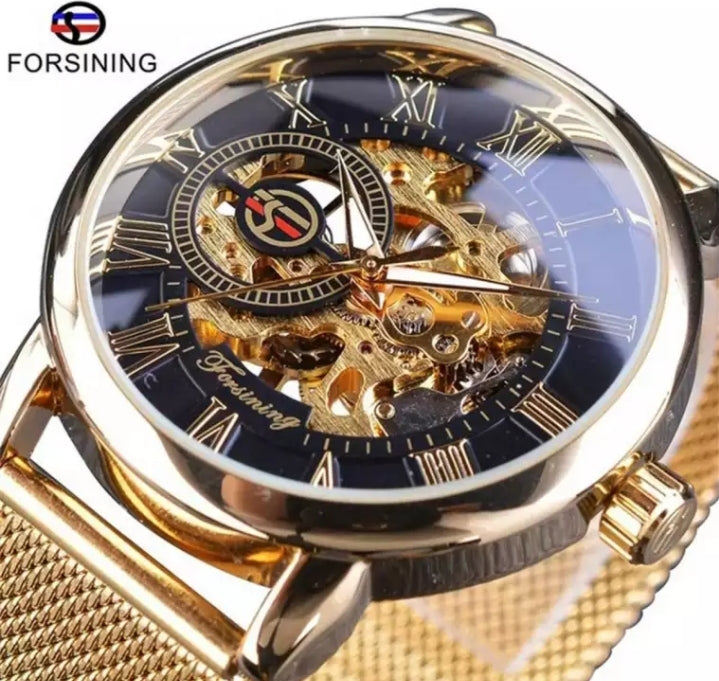 Forsining business man watch with stainless steel.