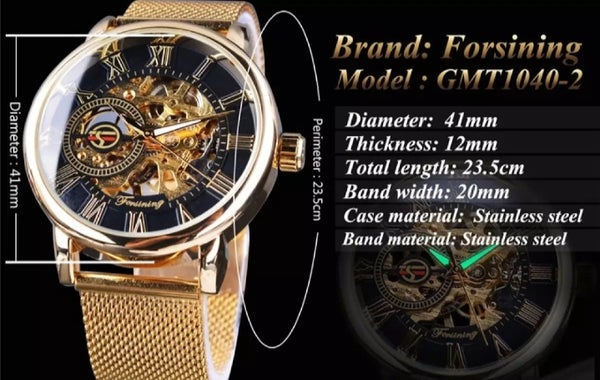 Forsining business man watch with stainless steel.