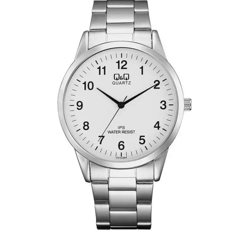 QwQ C212J204Y white dial man watch with stainless steel.