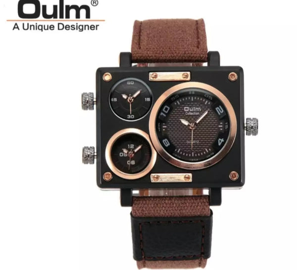 OULM Man business watch luxury canvas brand.