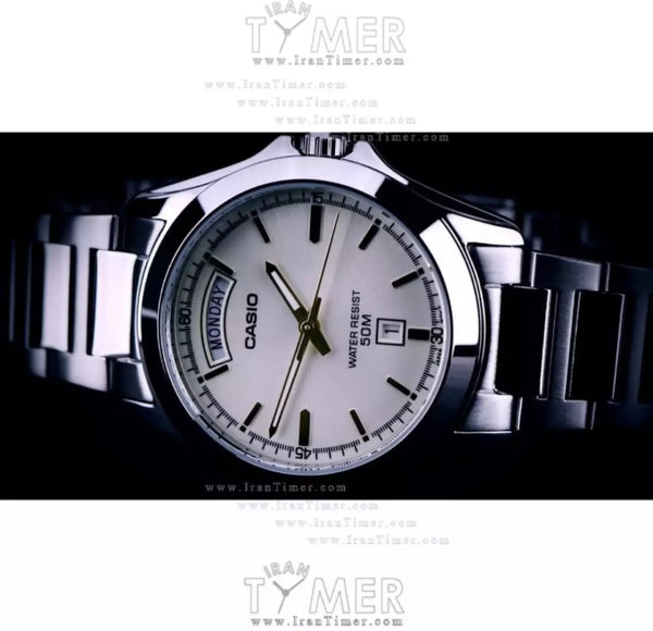 Casio  MTP 1370D 7 A2 VDF stainless steel watch.