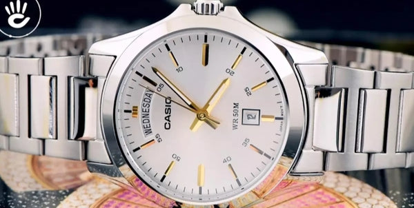 Casio  MTP 1370D 7 A2 VDF stainless steel watch.