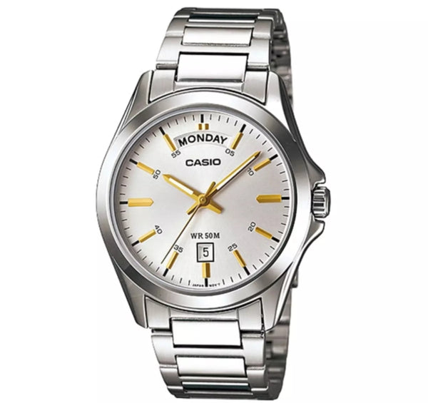Casio  MTP 1370D 7 A2 VDF stainless steel watch.