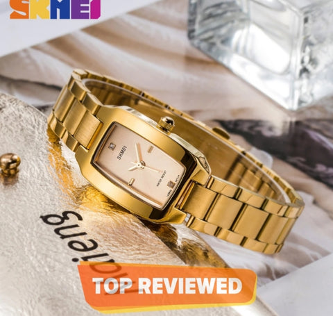 Skmei new woman fashion watches quartz waterproof watch with stainless steel.