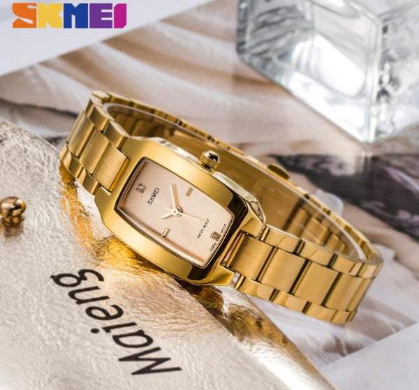 Skmei new woman fashion watches quartz waterproof watch with stainless steel.