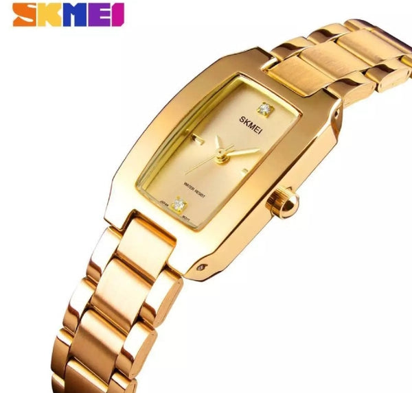 Skmei new woman fashion watches quartz waterproof watch with stainless steel.