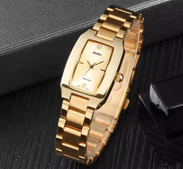 Skmei new woman fashion watches quartz waterproof watch with stainless steel.