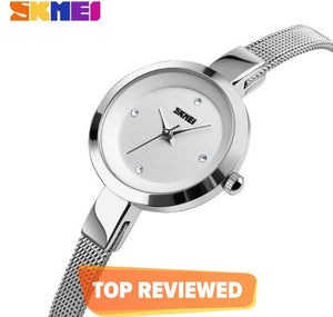 SKEMI fashion ladies sample casual classic stainless steel waterproof watch.