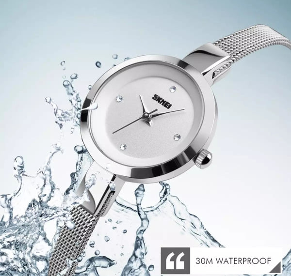 SKEMI fashion ladies sample casual classic stainless steel waterproof watch.