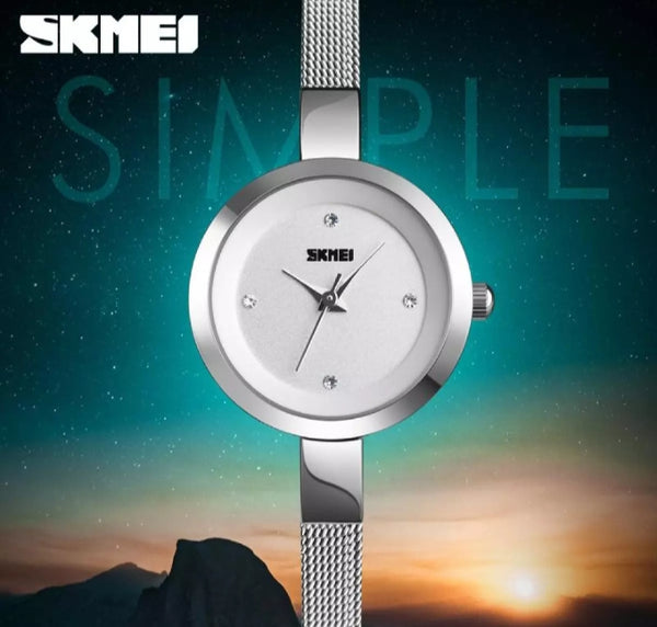 SKEMI fashion ladies sample casual classic stainless steel waterproof watch.