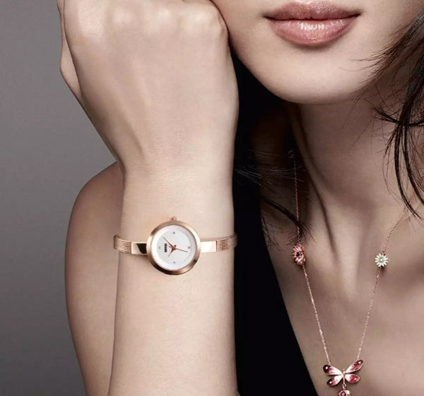 SKEMI fashion ladies sample casual classic stainless steel waterproof watch.