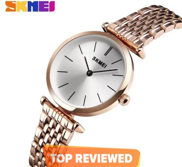 SKMEI fashion ladies simple stainless steel watch for woman.