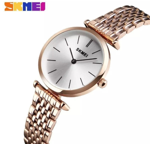 SKMEI fashion ladies simple stainless steel watch for woman.