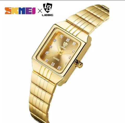 SKMEI Liebig quartz couple fashion watch luxury golden color.