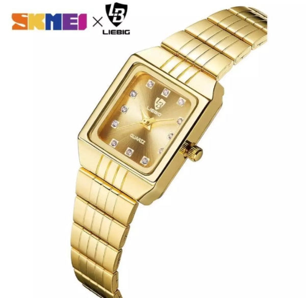 SKMEI Liebig quartz couple fashion watch luxury golden color.