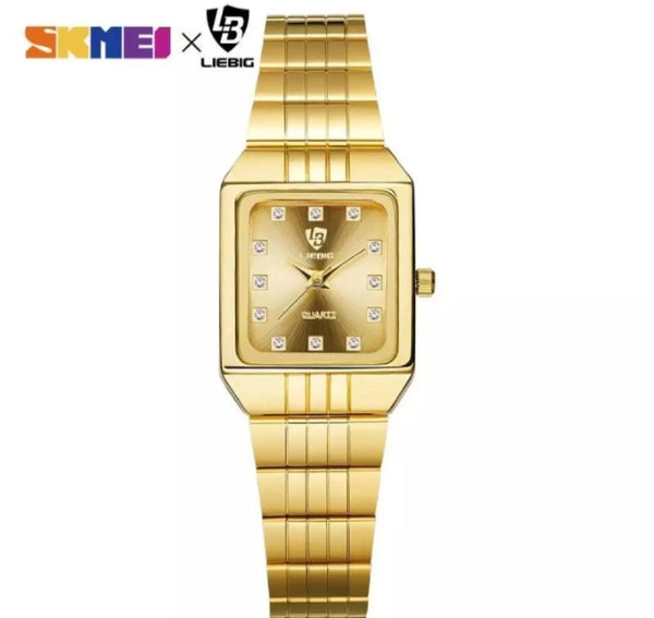 SKMEI Liebig quartz couple fashion watch luxury golden color.