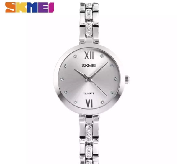 SKMEI woman fashion watch with stainless steel and waterproof watch.