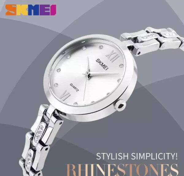 SKMEI woman fashion watch with stainless steel and waterproof watch.