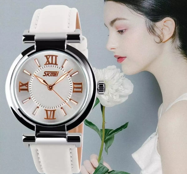 SKMEI fashion ladies waterproof leather strap watch.