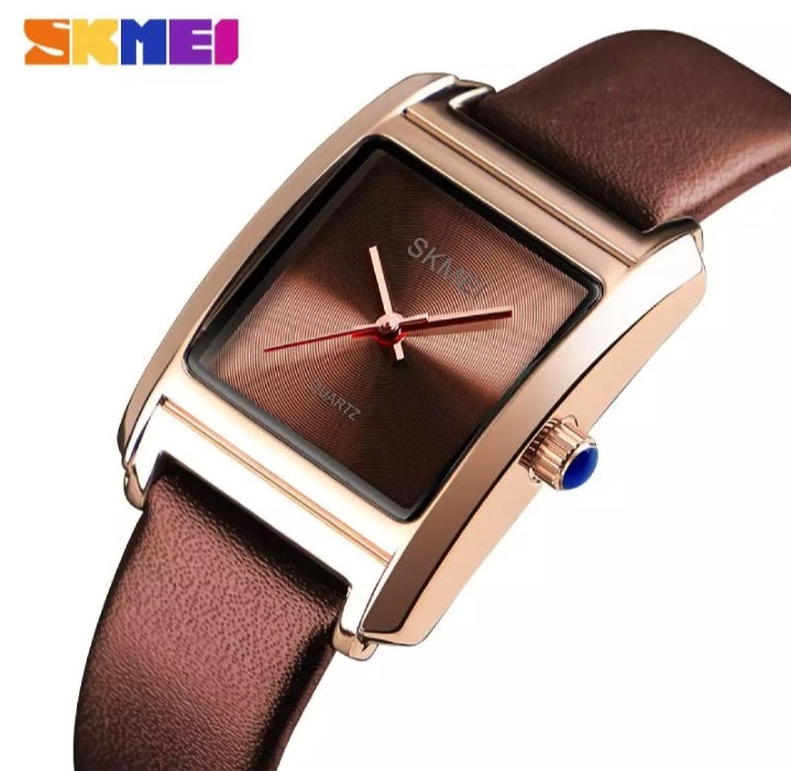 SKMEI fashion Quartz top brand luxury leather ladies waterproof watch.