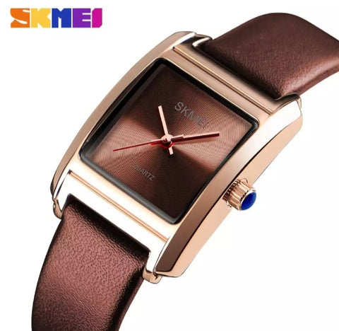SKMEI fashion Quartz top brand luxury leather ladies waterproof watch.