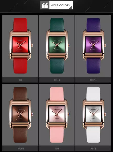 SKMEI fashion Quartz top brand luxury leather ladies waterproof watch.