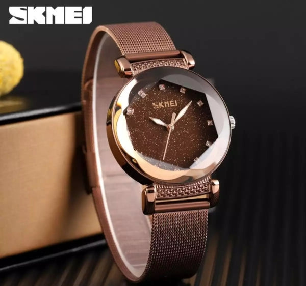 SKMEI fashion ladies Quartz casual stainless steel watch.