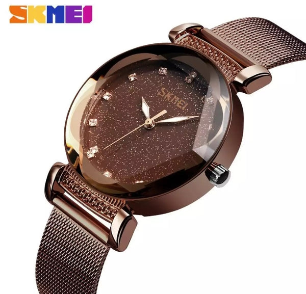 SKMEI fashion ladies Quartz casual stainless steel watch.