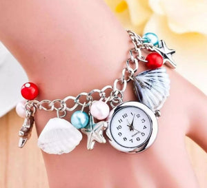 Luxury silver multi chain bracelet watch.