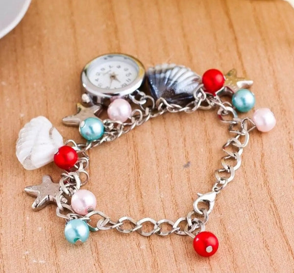 Luxury silver multi chain bracelet watch.