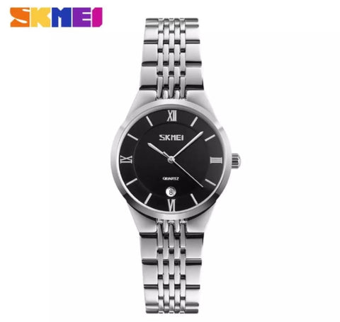 Skmei fashion couple Quartz stainless steel simple waterproof watch.