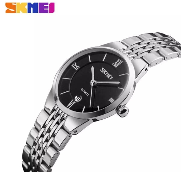 Skmei fashion couple Quartz stainless steel simple waterproof watch.