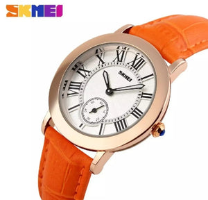 SKMEI fashion ladies Quartz casual Elegant leather waterproof watch.
