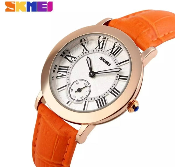 SKMEI fashion ladies Quartz casual Elegant leather waterproof watch.