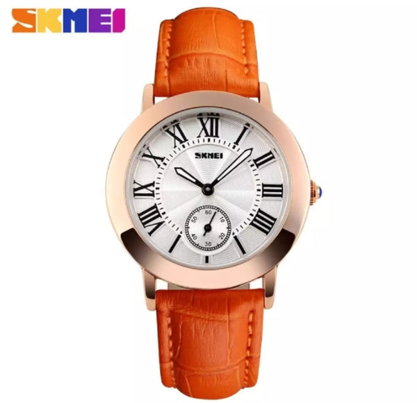 SKMEI fashion ladies Quartz casual Elegant leather waterproof watch.