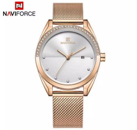 New naviforce woman watch luxury blue golden Quartz ladies watch.
