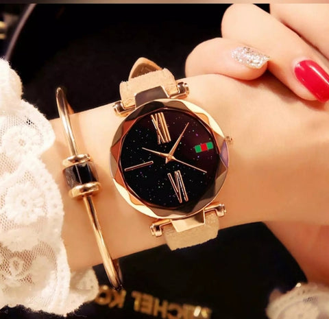 Stylish starry sky Quartz wrist watch for woman.