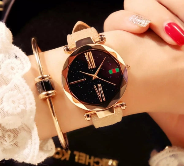 Stylish starry sky Quartz wrist watch for woman.