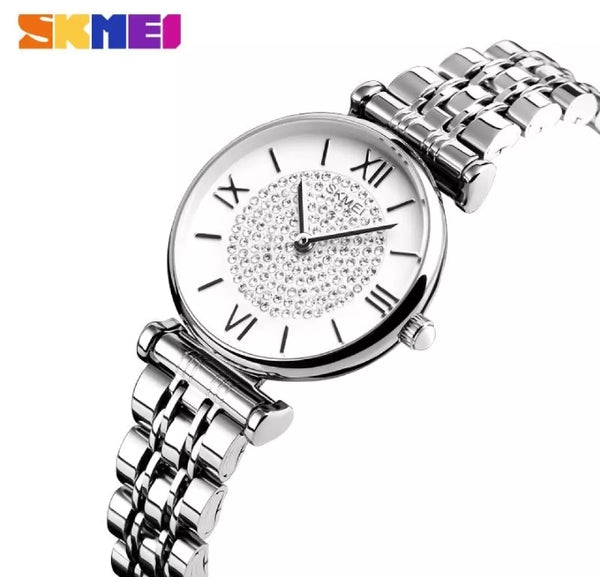 SKMEI woman fashion watches Quartz waterproof stainless steel simple elegant watch.