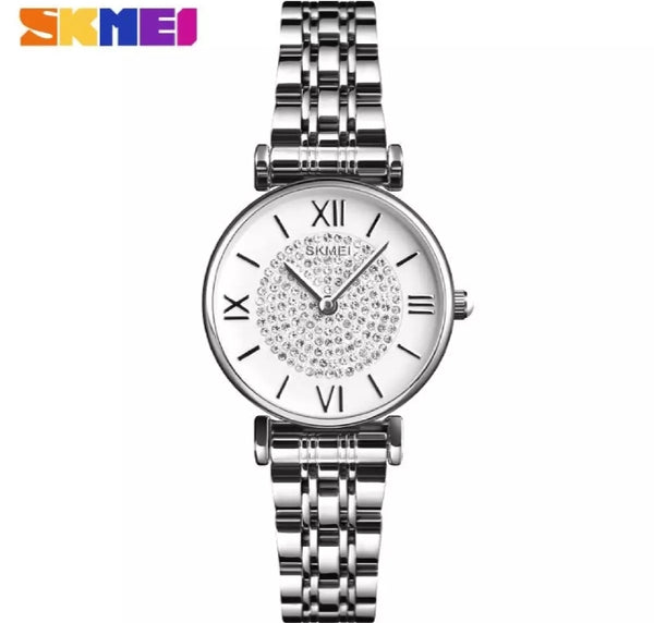 SKMEI woman fashion watches Quartz waterproof stainless steel simple elegant watch.