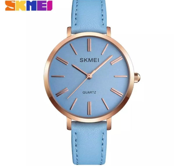 SKMEI fashion ladies Quartz casual simple leather waterproof watch for woman.